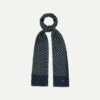 Navy Hand-Drawn Polka Dot Wool-Silk Scarf