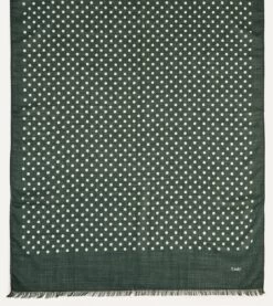 Green Hand-Drawn Polka Dot Wool Scarf -Drakes Shop DR1AB123138 03401 5 LR