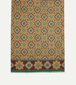 Brown And Red Medallion Print Wool-Silk Scarf -Drakes Shop DR1AB123140 02301 4