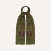 Olive Elephant Print Wool-Silk Scarf 1 Olive Elephant Print Wool-Silk Scarf -Drakes Shop DR1AB123553 02401 1