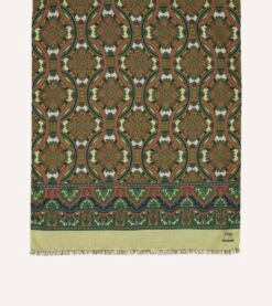 ALD / Drake's Green Archival Graphic Scarf -Drakes Shop DR1AB123770 01401 3