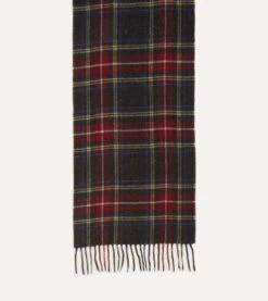Black Stewart Tartan Lambswool Washed Check Scarf -Drakes Shop DR1AB2 21969 01 660 4