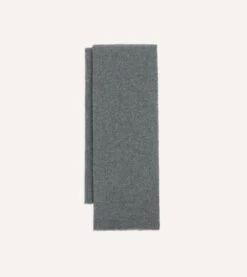 Grey Solid Wool Scarf -Drakes Shop DR1AB223518 02600 3