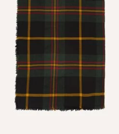 Green Tartan Washed Check Wool Scarf -Drakes Shop DR1AB223519 02103 4