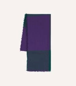Green And Purple Washed Check Wool Scarf -Drakes Shop DR1AB223519 03403 3