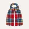 Red Tartan Check Wool Scarf -Drakes Shop DR1AB223569 02703 1