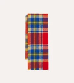 Red Tartan Check Wool Scarf -Drakes Shop DR1AB223569 02703 3
