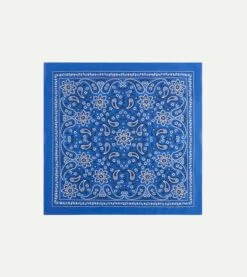 Blue Paisley Print Cotton Bandana