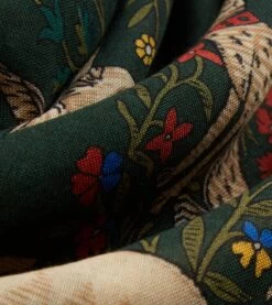 Green Unicorn Print Wool-Silk Square Scarf -Drakes Shop DR1AD021397 04401 3