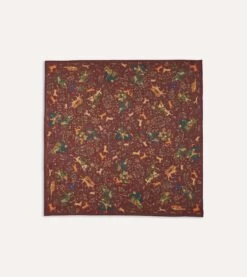 Burgundy Mughal Print Wool-Silk Square Scarf 10 Burgundy Mughal Print Wool-Silk Square Scarf -Drakes Shop DR1AD022215 02701 1