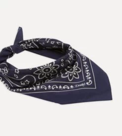 Navy Paisley Print Cotton Bandana -Drakes Shop DR1AD022223 01251 3