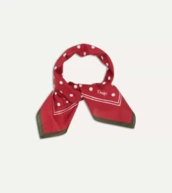 Red Polka Dot Print Bandana -Drakes Shop DR1AD022224 02701 2