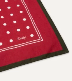 Red Polka Dot Print Bandana -Drakes Shop DR1AD022224 02701 4