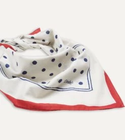 White And Navy Polka Dot Print Bandana 9 White And Navy Polka Dot Print Bandana -Drakes Shop DR1AD022224 03001 5