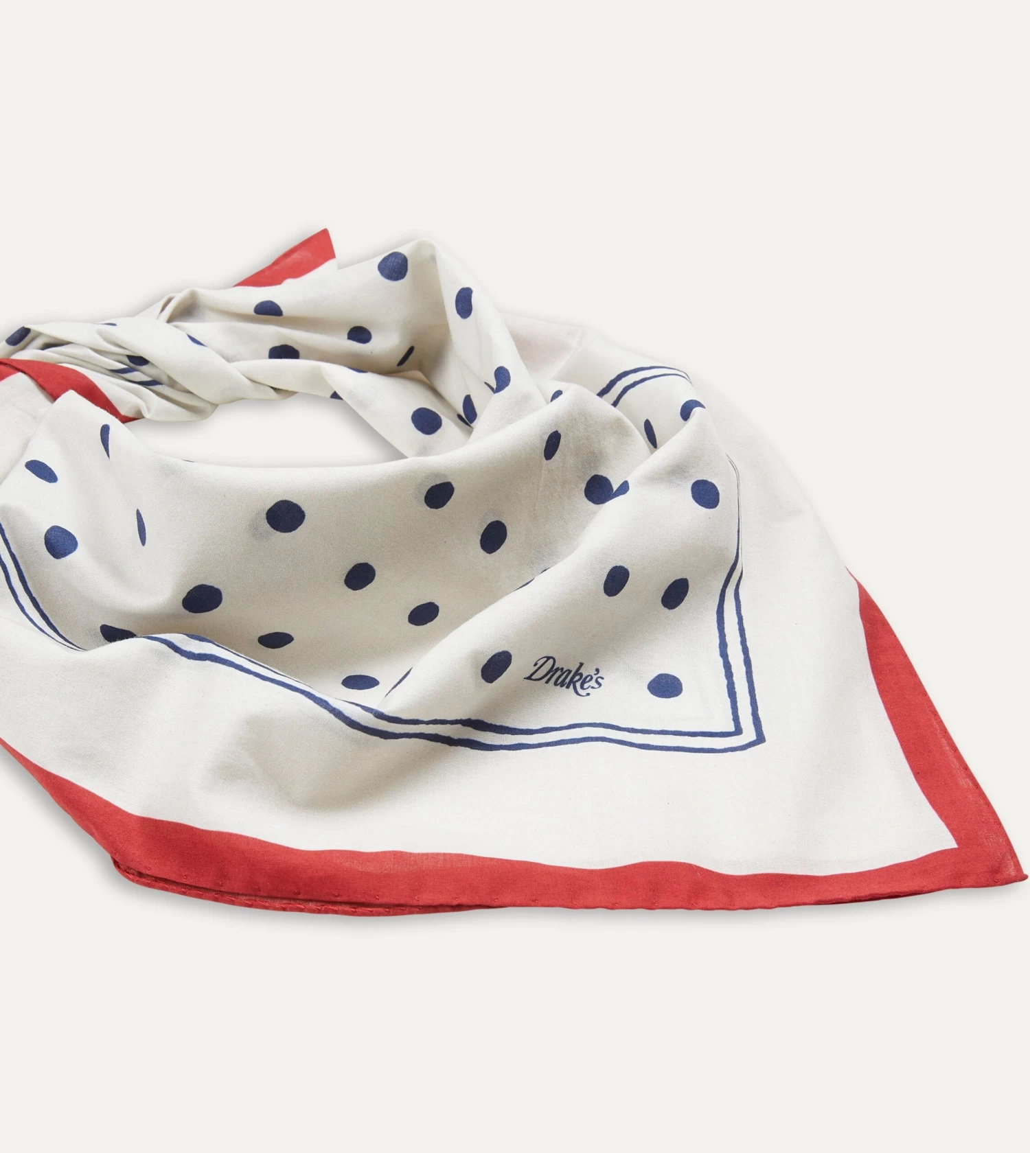 White And Navy Polka Dot Print Bandana 5 White And Navy Polka Dot Print Bandana - Image 3