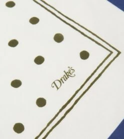 White And Green Polka Dot Print Bandana -Drakes Shop DR1AD022224 04001 4