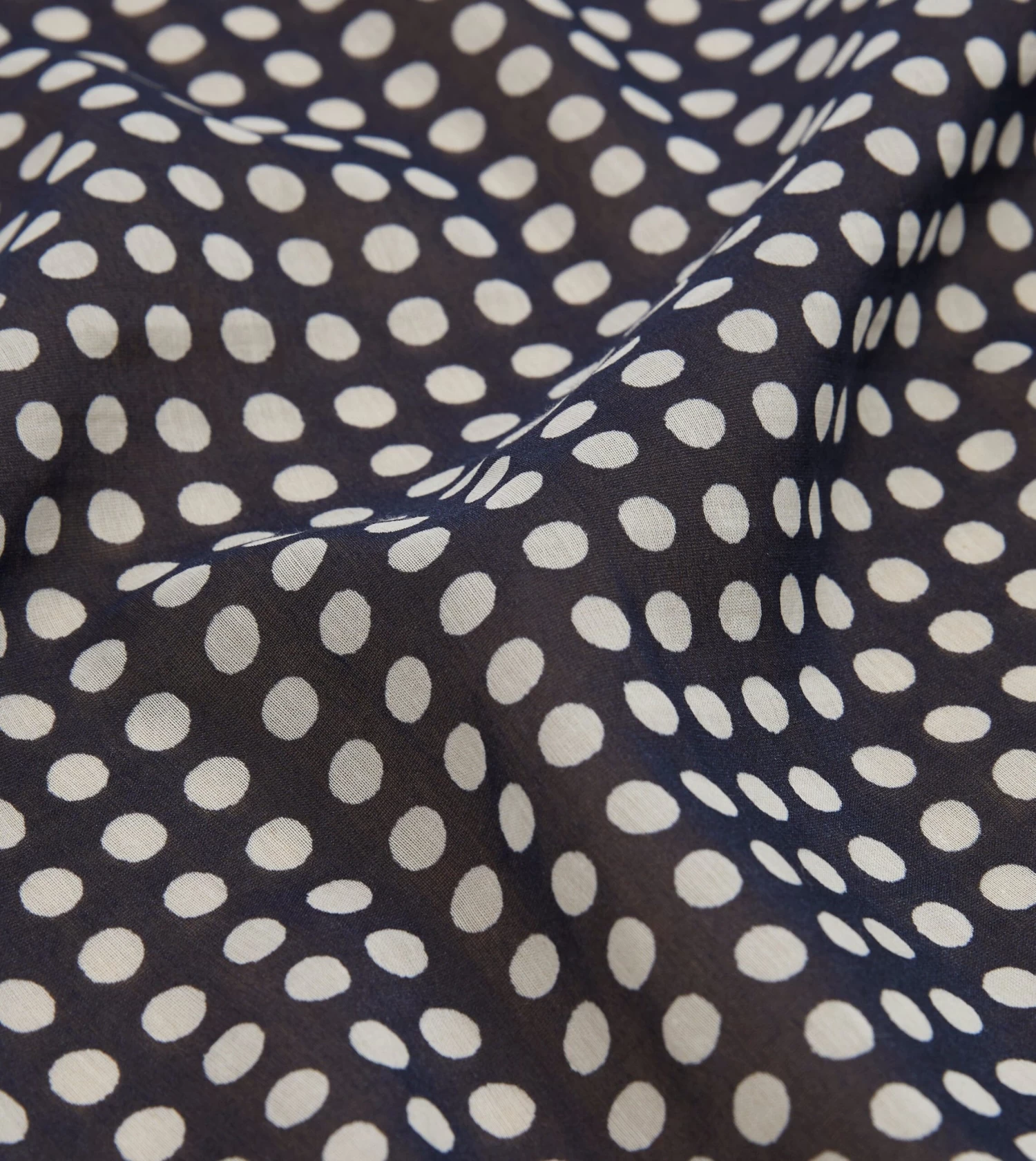 Navy Spots Print Silk-Cotton Bandana 4 Navy Spots Print Silk-Cotton Bandana - Image 2