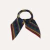 Navy Buddhist Rider Print Wool-Silk Bandana