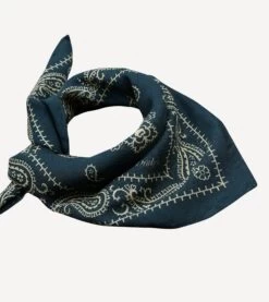 Navy Paisley Print Wool-Silk Bandana -Drakes Shop DR1AD023552 01251 5
