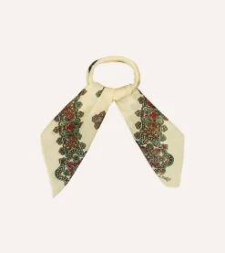 Ecru Medallion Print Cotton-Silk Bandana -Drakes Shop DR1AD024075 01501 3