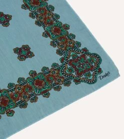 Blue Medallion Print Cotton-Silk Bandana -Drakes Shop DR1AD024075 02201 3
