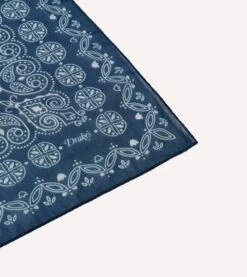 Navy Paisley Print Cotton-Silk Bandana -Drakes Shop DR1AD024083 01251 5
