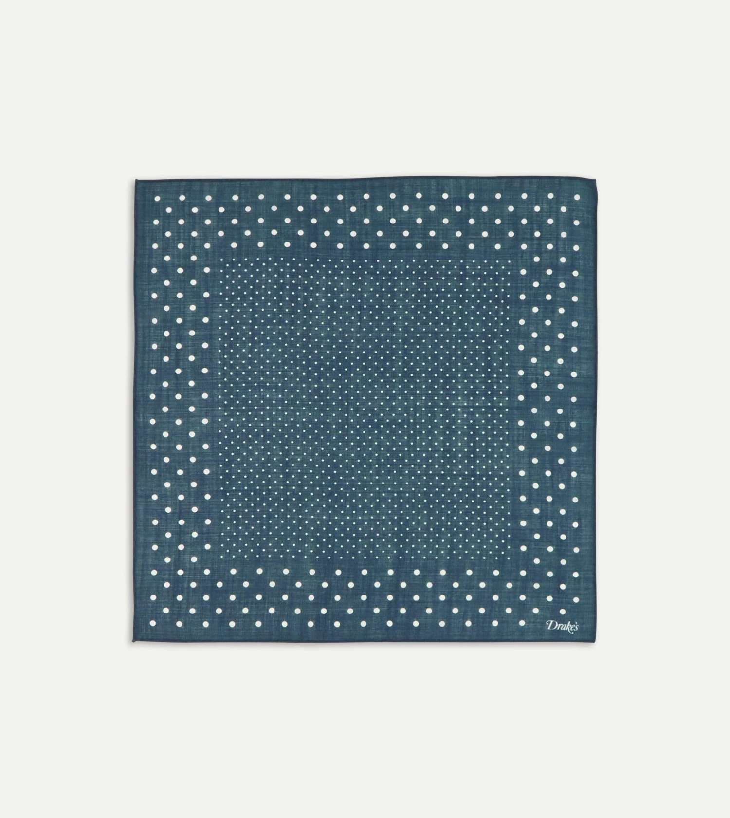 Navy Spots Print Wool-Silk Pocket Square 3 Navy Spots Print Wool-Silk Pocket Square