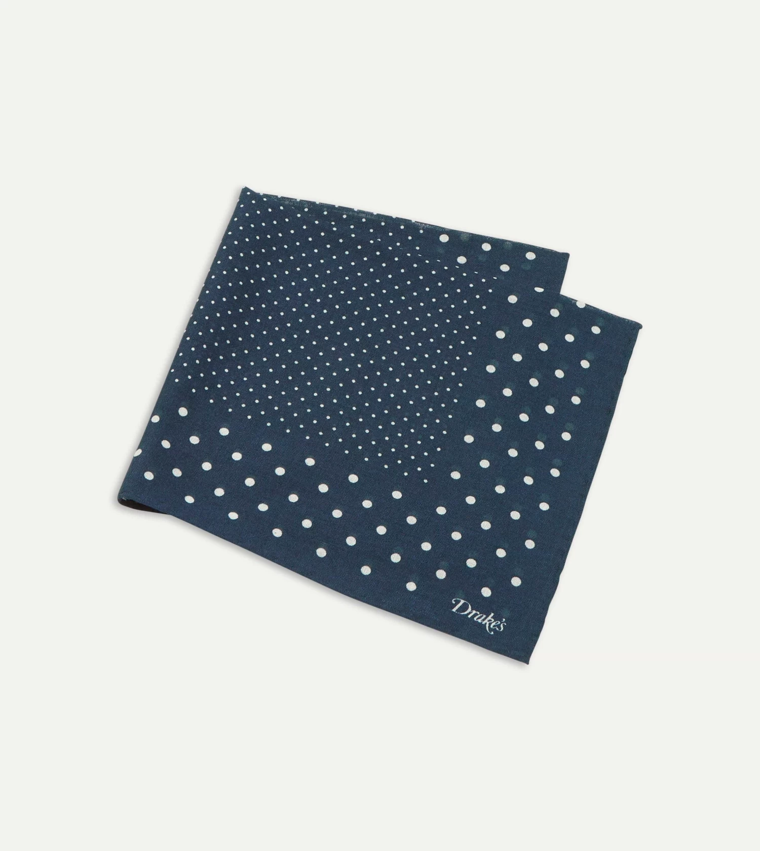 Navy Spots Print Wool-Silk Pocket Square 5 Navy Spots Print Wool-Silk Pocket Square - Image 3