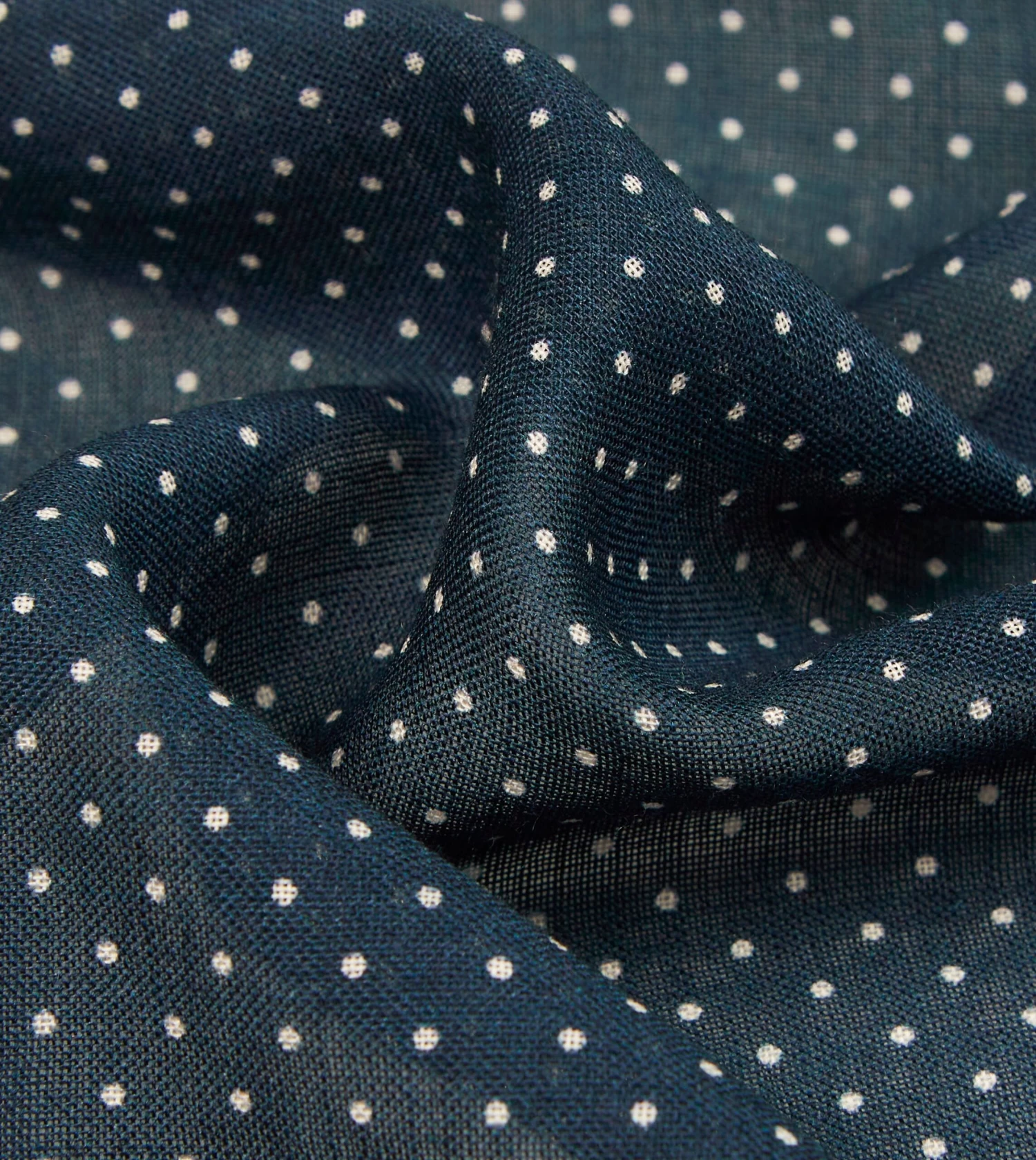 Navy Spots Print Wool-Silk Pocket Square 4 Navy Spots Print Wool-Silk Pocket Square - Image 2