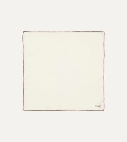 Ivory And Burgundy Shoestring Border Silk Pocket Square