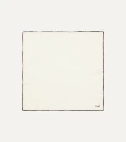 Ivory And Brown Shoestring Border Silk Pocket Square