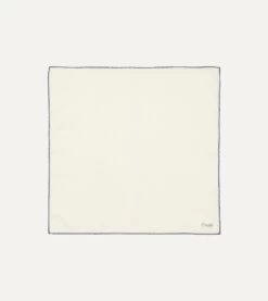 Ivory And Blue Shoestring Border Silk Pocket Square