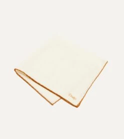 Ivory And Gold Shoestring Border Silk Pocket Square -Drakes Shop DR1AE022664 06 2