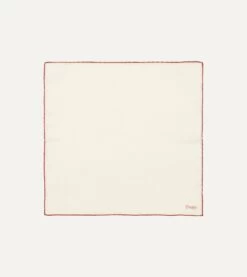 Ivory And Rust Shoestring Border Silk Pocket Square