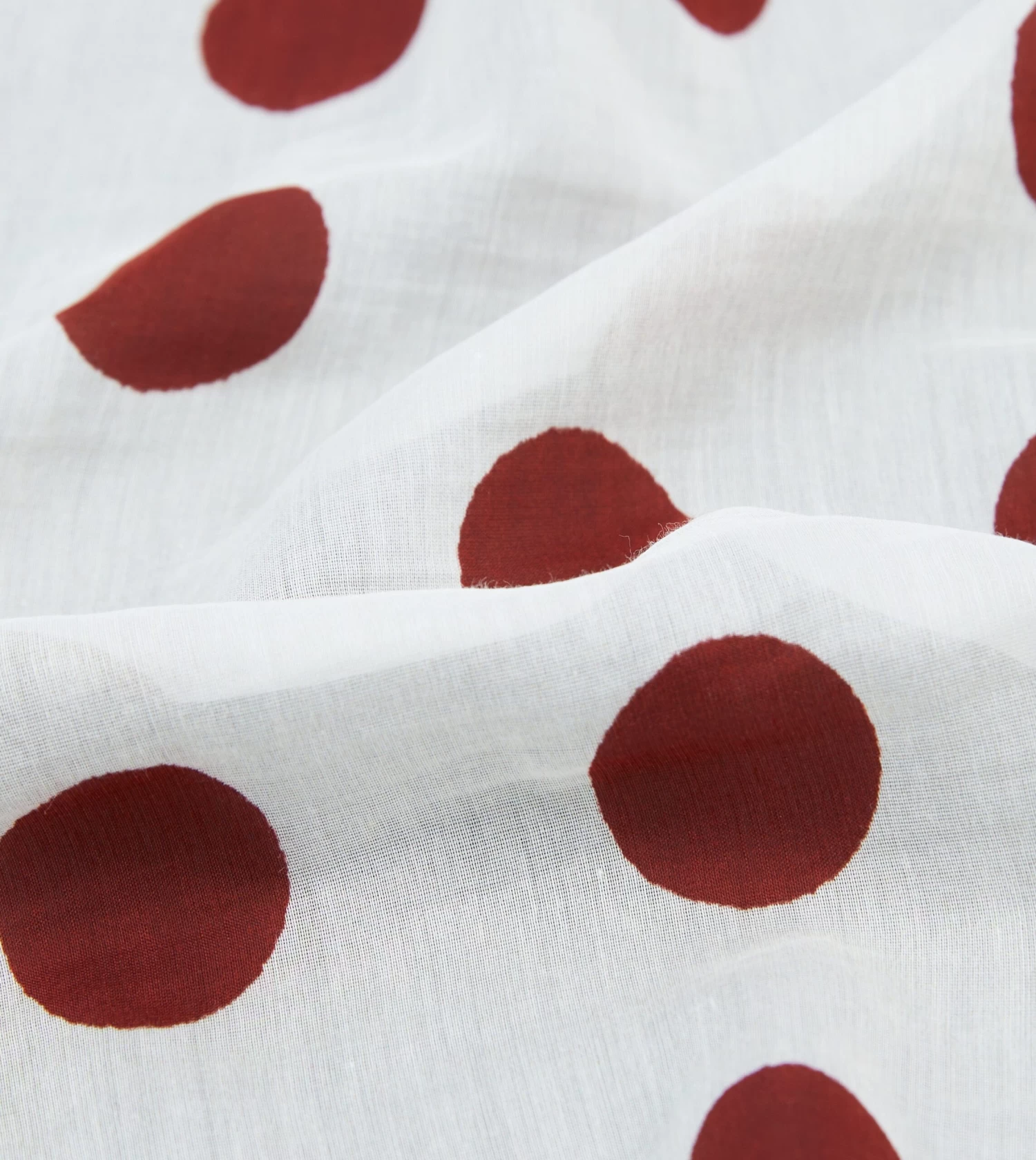 Brown, Ecru And Red Large Spots Print Cotton-Silk Pocket Square 4 Brown, Ecru And Red Large Spots Print Cotton-Silk Pocket Square - Image 2