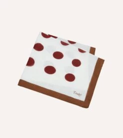 Brown, Ecru And Red Large Spots Print Cotton-Silk Pocket Square 9 Brown, Ecru And Red Large Spots Print Cotton-Silk Pocket Square -Drakes Shop DR1AE024074 02051 4