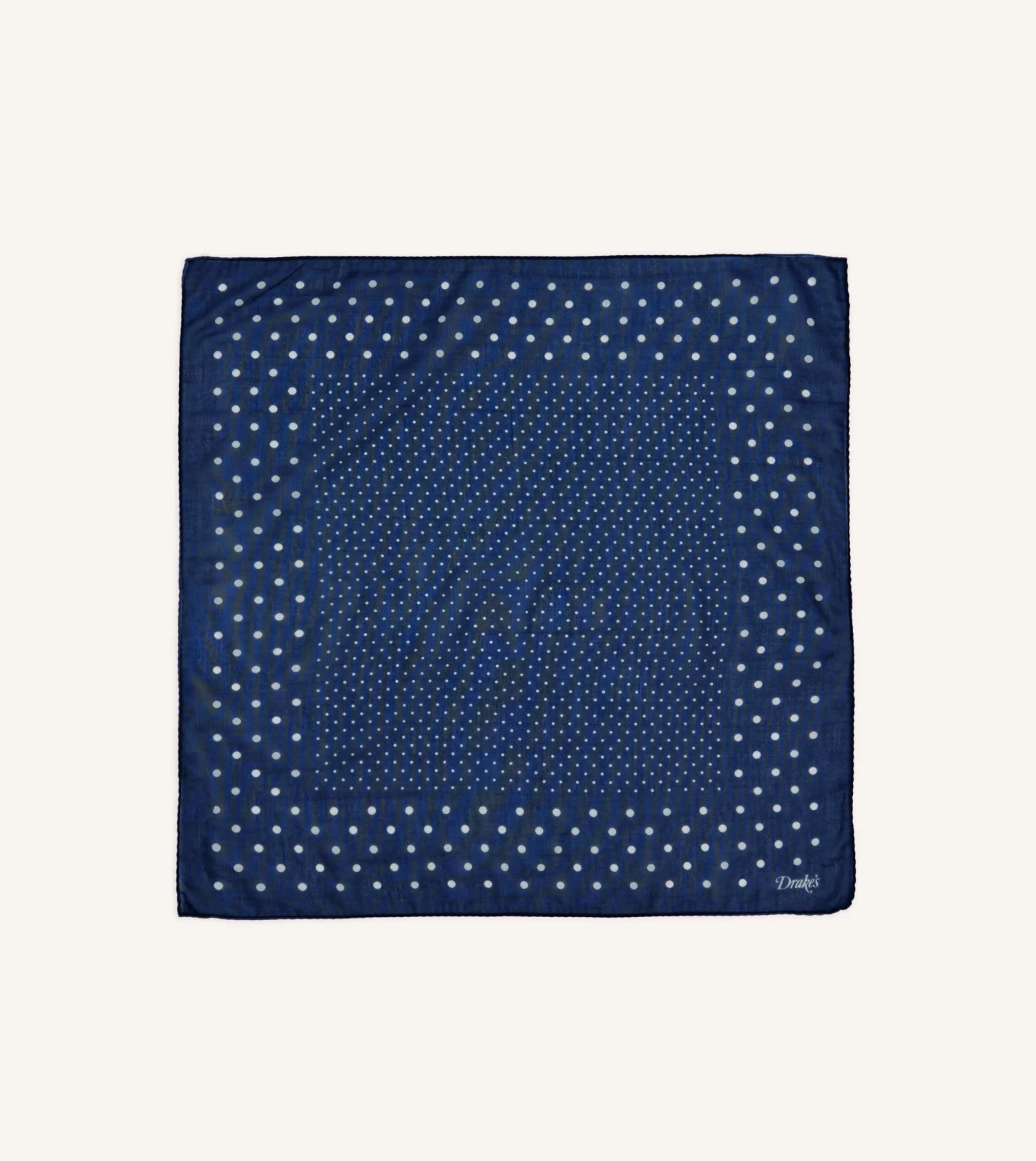 Navy Spot Border Print Cotton-Silk Pocket Square 3 Navy Spot Border Print Cotton-Silk Pocket Square