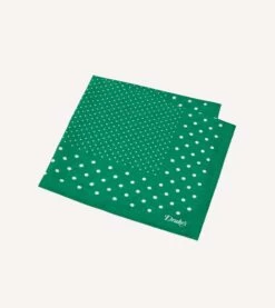 Green Spot Border Print Cotton-Silk Pocket Square 7 Green Spot Border Print Cotton-Silk Pocket Square -Drakes Shop DR1AE024080 02401 4