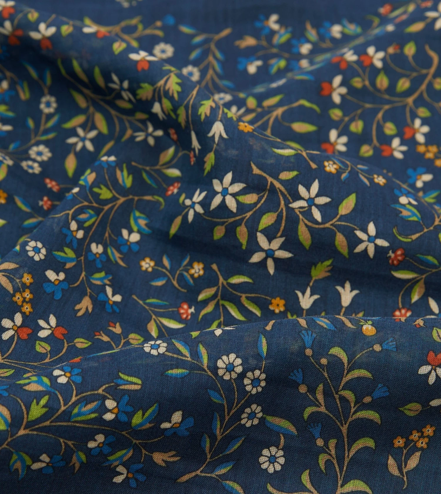 Blue And Navy Unicorn Garden Print Cotton-Silk Pocket Square 4 Blue And Navy Unicorn Garden Print Cotton-Silk Pocket Square - Image 2