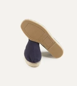 Navy Herringbone Cotton Espadrilles -Drakes Shop DR1AF121916 01250 2