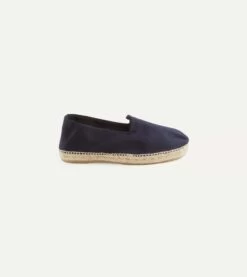 Navy Herringbone Cotton Espadrilles -Drakes Shop DR1AF121916 01250 4