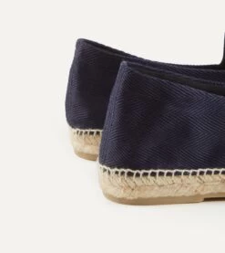 Navy Herringbone Cotton Espadrilles -Drakes Shop DR1AF121916 01250 6
