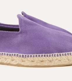 Purple Herringbone Cotton Espadrilles -Drakes Shop DR1AF121916 02200 3