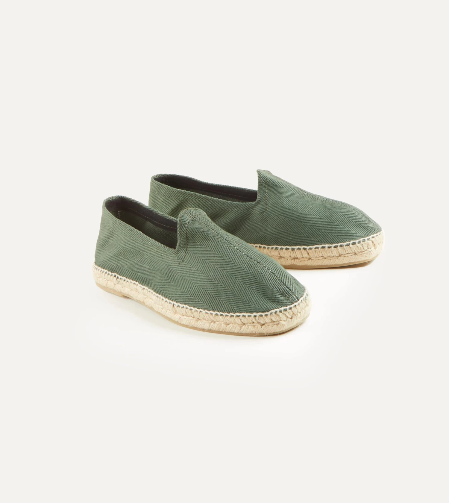 Green Herringbone Cotton Espadrilles 3 Green Herringbone Cotton Espadrilles
