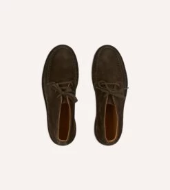 Crosby Moc-Toe Chukka Boot Dark Brown Roughout Suede With Rubber Sole -Drakes Shop DR1AF320917 01300 4