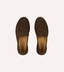 Brown Suede Canal Penny Loafer With Crepe Sole -Drakes Shop DR1AF322393 04300 4