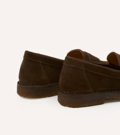 Brown Suede Canal Penny Loafer With Crepe Sole -Drakes Shop DR1AF322393 04300 5