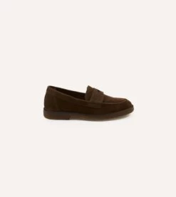Brown Suede Canal Penny Loafer With Crepe Sole -Drakes Shop DR1AF322393 04300 6