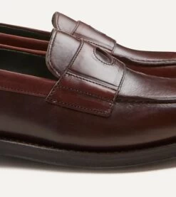 Brown Leather Charles Goodyear Welted Penny Loafer -Drakes Shop DR1AF322438 04300 3