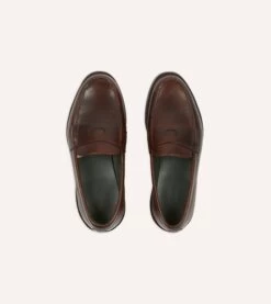 Brown Leather Charles Goodyear Welted Penny Loafer -Drakes Shop DR1AF322438 04300 4